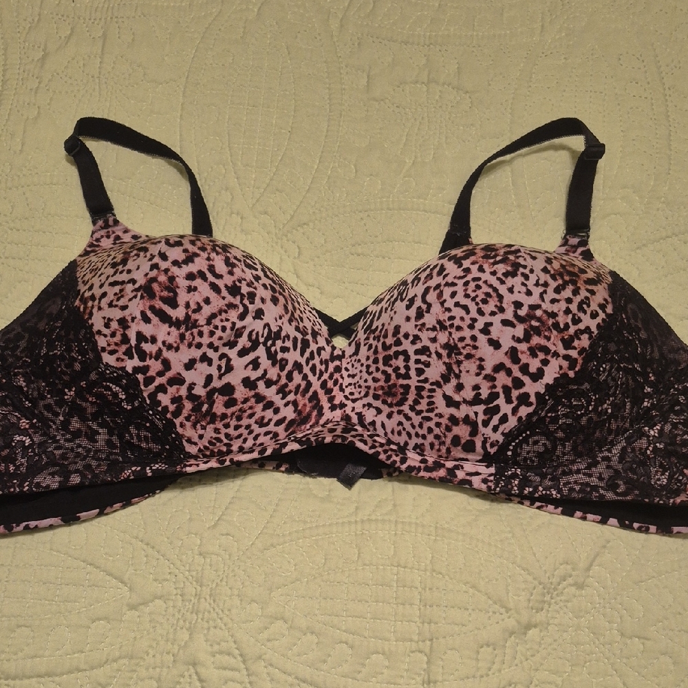 Playful Pink and Black Animal Print Underwire Bra